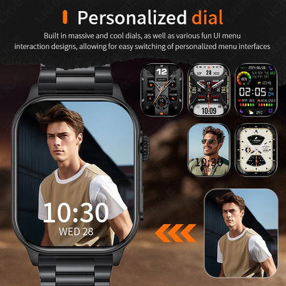 LIGE Men's Watch Outdoor Flashlight Military IP68 Waterproof Smart Watch Men Heart Rate Sport Fitness Watches BT Call Smartwatch