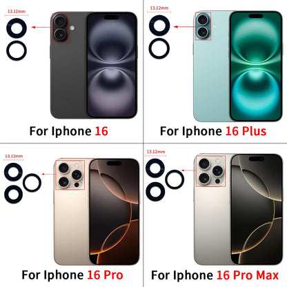 New Camera Glass Lens Back Rear Camera Glass Lens For iPhone 11 12 13 14 15 16 Pro Max Plus Mini With Sticker Adhesive