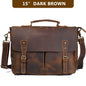 S.WORKER Vintage Genuine Leather Men's Briefcase Laptop Messenger Bag Crazy Horse Leather Handbag Cowhide Retro Casual Style