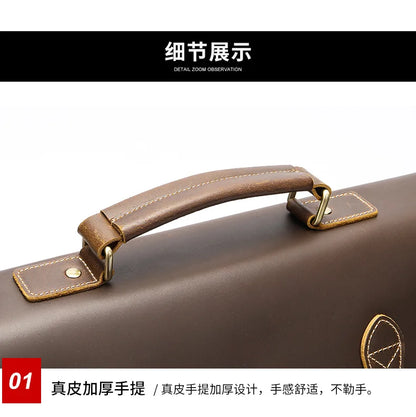 Vintage Handbags Men's Leather Notebook Bag Cowhide Travel Trolley Wheel Luggage Men's Messenger Bag Business Briefcases