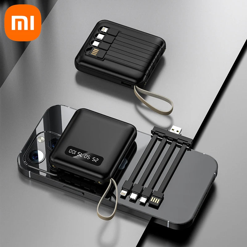 Xiaomi Mini 30000mAh 4-in-1 Power Bank Fast Charging With 4 Cable Mobile External Portable Battery Charger For iPhone Samsung