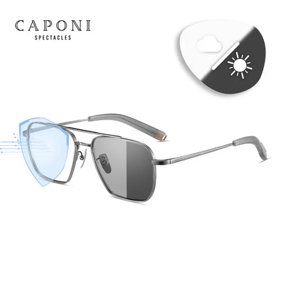 CAPONI Pure Titanium Eye Glasses Frame For Men Square Anti Blue Light Anti Reflection Glasses Brand Designer Spectacles JF50004