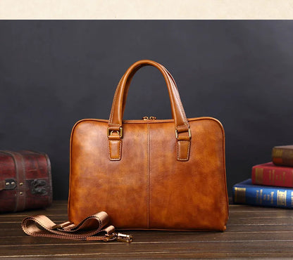 Genuine Leather Men's Handbags Casual Business Men Briefcase Computer Bag European and American Shoulder Messenger Bags Tide