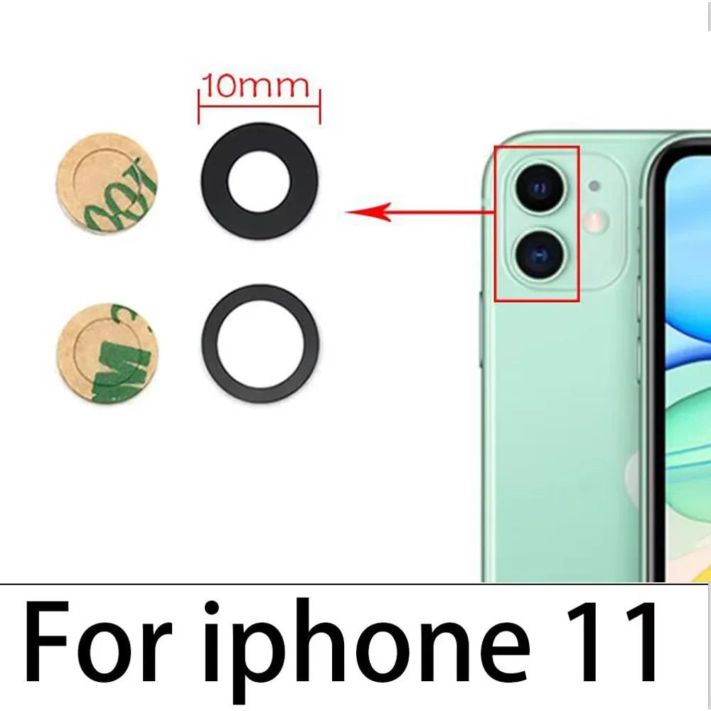 New Camera Glass Lens Back Rear Camera Glass Lens For iPhone 11 12 13 14 15 16 Pro Max Plus Mini With Sticker Adhesive