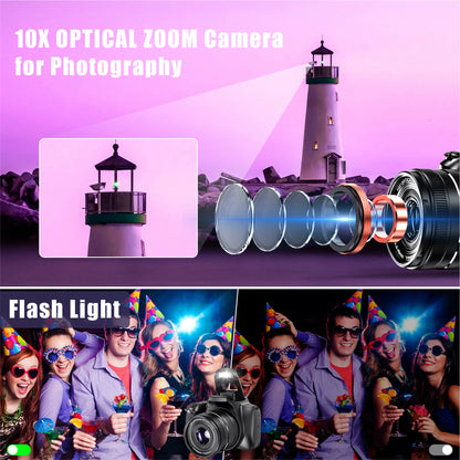 10X Optical Zoom Professional DSLR Camera For Photography Auto Focus 64MP 4K Digital Video Camcorder Youtube Webcam DSLR Cameras