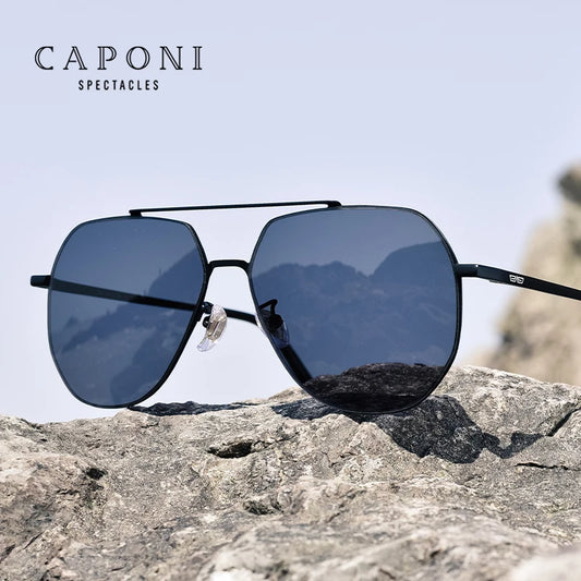 CAPONI Pilot Men's Sunglasses Nylon Material Classic Style Sun Glasses For Men Driving UV400 Protection Fishing Shades CP7023