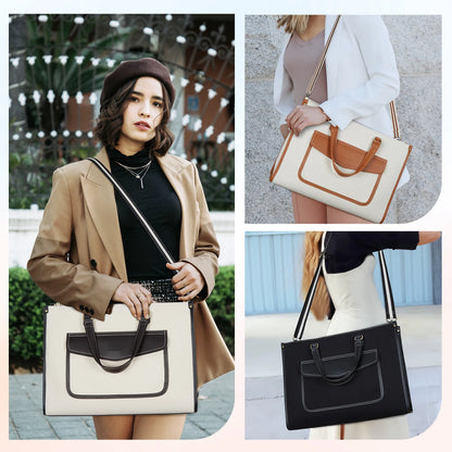 Missnine Women's Briefcase Tote Bag Canvas Laptop Bag 15.6 Inch Casual Work Bag Shoulder ipad Bag Suitable for Travel Office