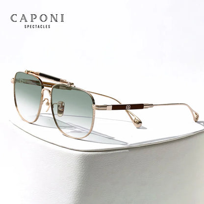 CAPONI Fashion Sunglasses For Men Gradient Photochromic Outdoor Luxury Sun Glasses UV400 New Designer Eyewear Titanium BS7536