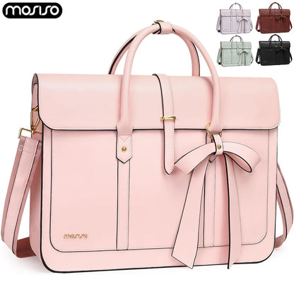 Laptop Bag Briefcase 15 16 inch PU Leather Shoulder Bag Convertible Backpack Women's Messenger Bag Casual Work Travel Handbag