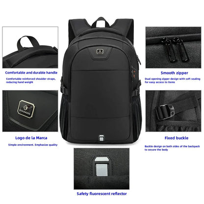 Backpack For Men And Women, Fashionable Black, Large Capacity, Anti-theft, Waterproof, And Durable Laptop Bag, USB Charging Port