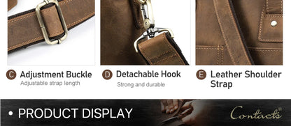 Retro Leather Laptop Bag With Strap For Macbook M4 M3 M2 M1 Air 13 Pro 14 15 16 Inch Case Handbag Men Shoulder Crossbody Bag