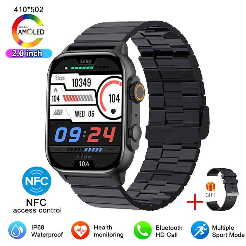 NEW HK9 Pro MAX Smart Watch 9 Mens Women AMOLED HD Screen Heart Rate Blood Pressure NFC Bluetooth Call Smartwatch For Sport 2024