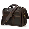 Top Grade Thick Genuine Leather Men Briefcase 15" Laptop Cow Leather Business Bag Tote Man Briefcase With Shoulder Strap