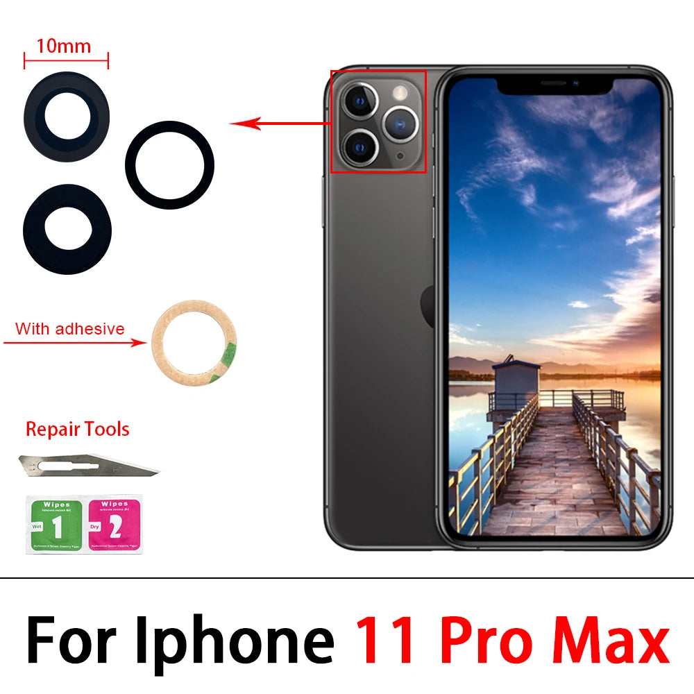 New Rear Back Camera Glass Lens For IPhone 14 Plus 13 12 Mini 11 Pro Max Rear Back Camera glass Lens Repair Parts With Tool