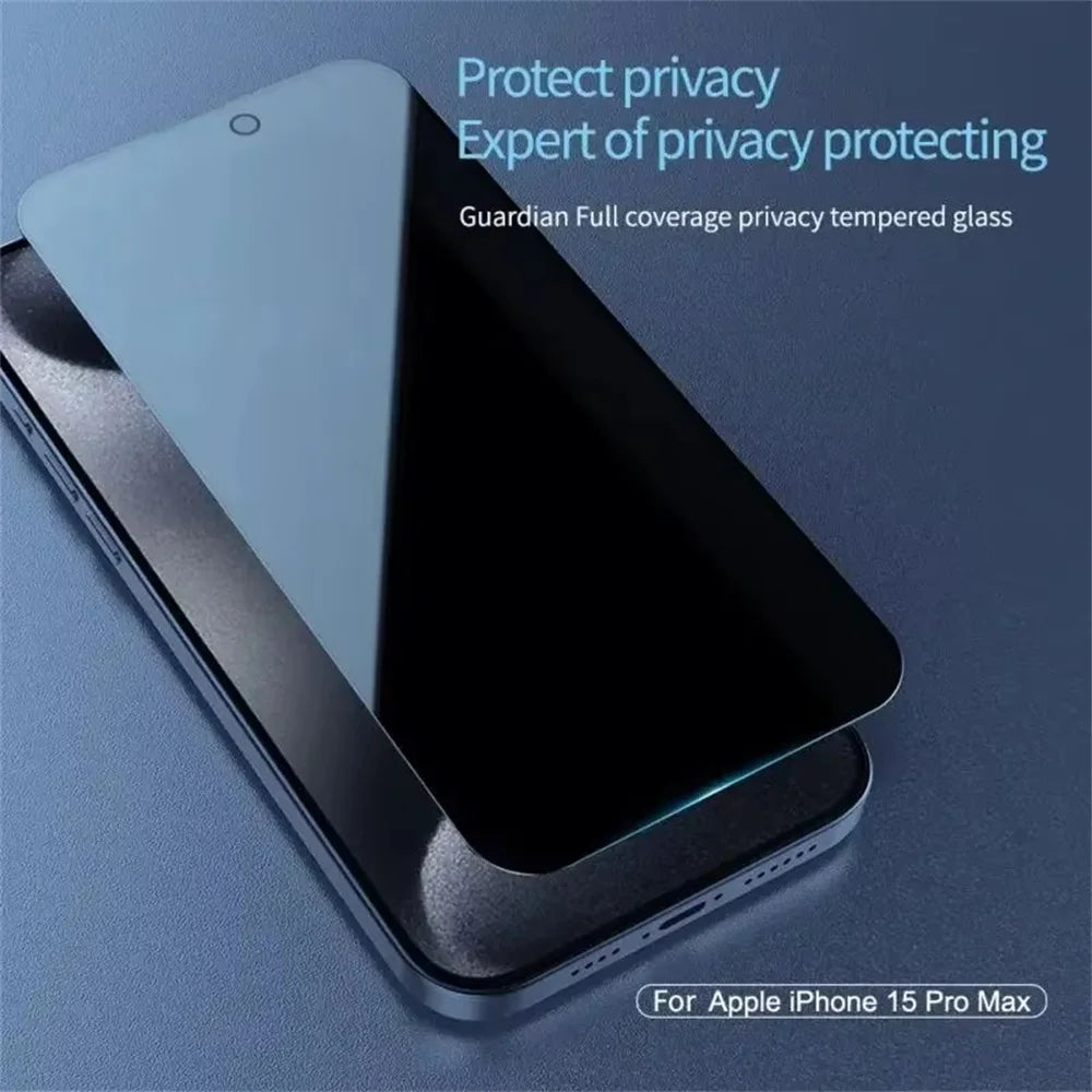 1-2PCS Oleophobic Coating Screen Protector For iPhone 16 15 14 Plus 13 12 Mini 11 Pro Max XR X XS Max Privacy Tempered Glass