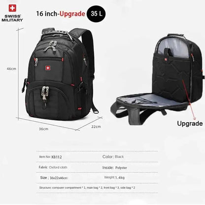 Waterproof Men's Backpack 15.6/17 Inch Laptop Backpacks School Travel Bags Swiss-style Large Capacity Business Bagpack Mochila