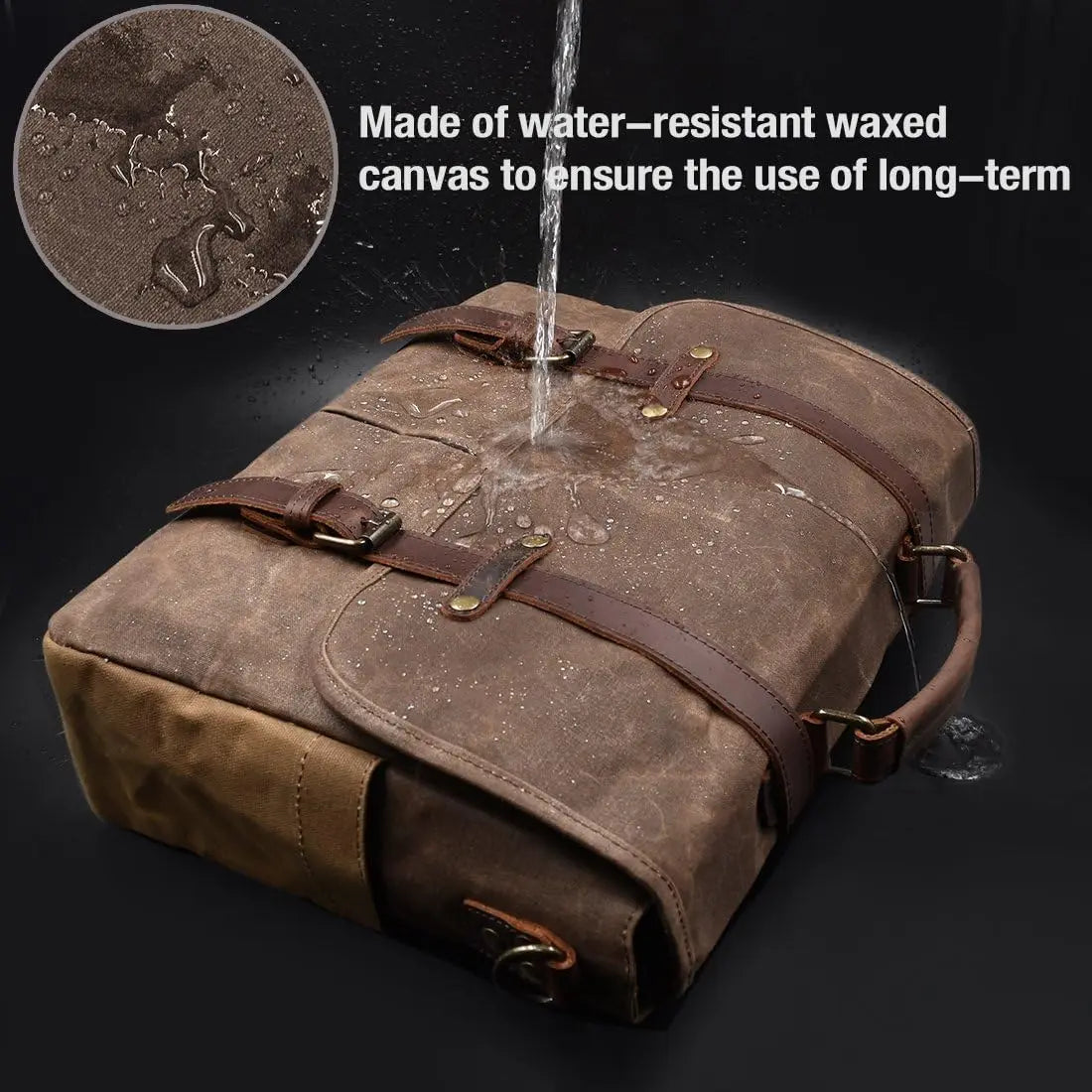 Large Capacity Men's Messenger Bag Sturdy Canvas Laptop Bag 15.6 Inch Waterproof Vintage Briefcase Crossbody Shoulder Bag