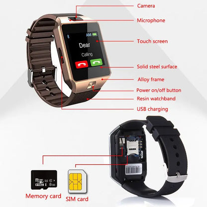 Digital HD Color Screen Bluetooth Calling Smart Watches DZ09 Sport Bracelet Waterproof TF Large Capacity Smartwatch For Android