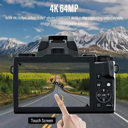 64MP 4K video camera professional instant Auto Focus 60FPS Vlog Camcorder 4 Inch 16X Zoom Touch For Youtube Tiktok Ins Webcam