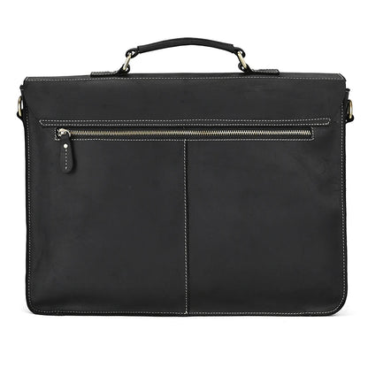 Vintage Men Briefcase Crazy Horse Genuine Leather Man Male Laptop Handbag Large Shoulder Messenger Portfolio Bag Business Case