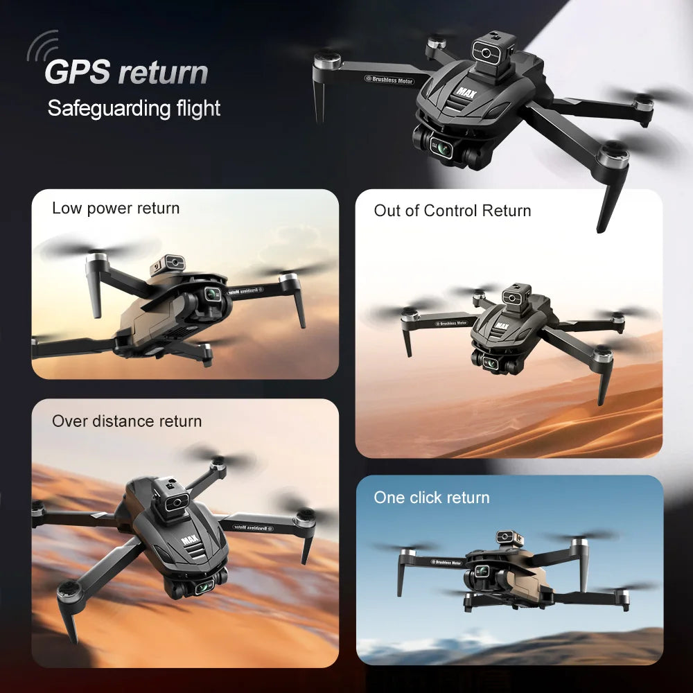 2025 V168 Pro MAX GPS Drone 8K Professional HD Camera 5G WIFI FPV 360° Obstacle Avoidance Brushless Large Screen RC Quadcopter