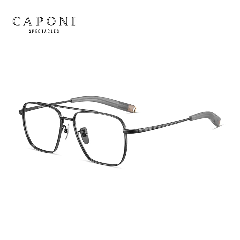 CAPONI Pure Titanium Eye Glasses Frame For Men Square Anti Blue Light Anti Reflection Glasses Brand Designer Spectacles JF50004