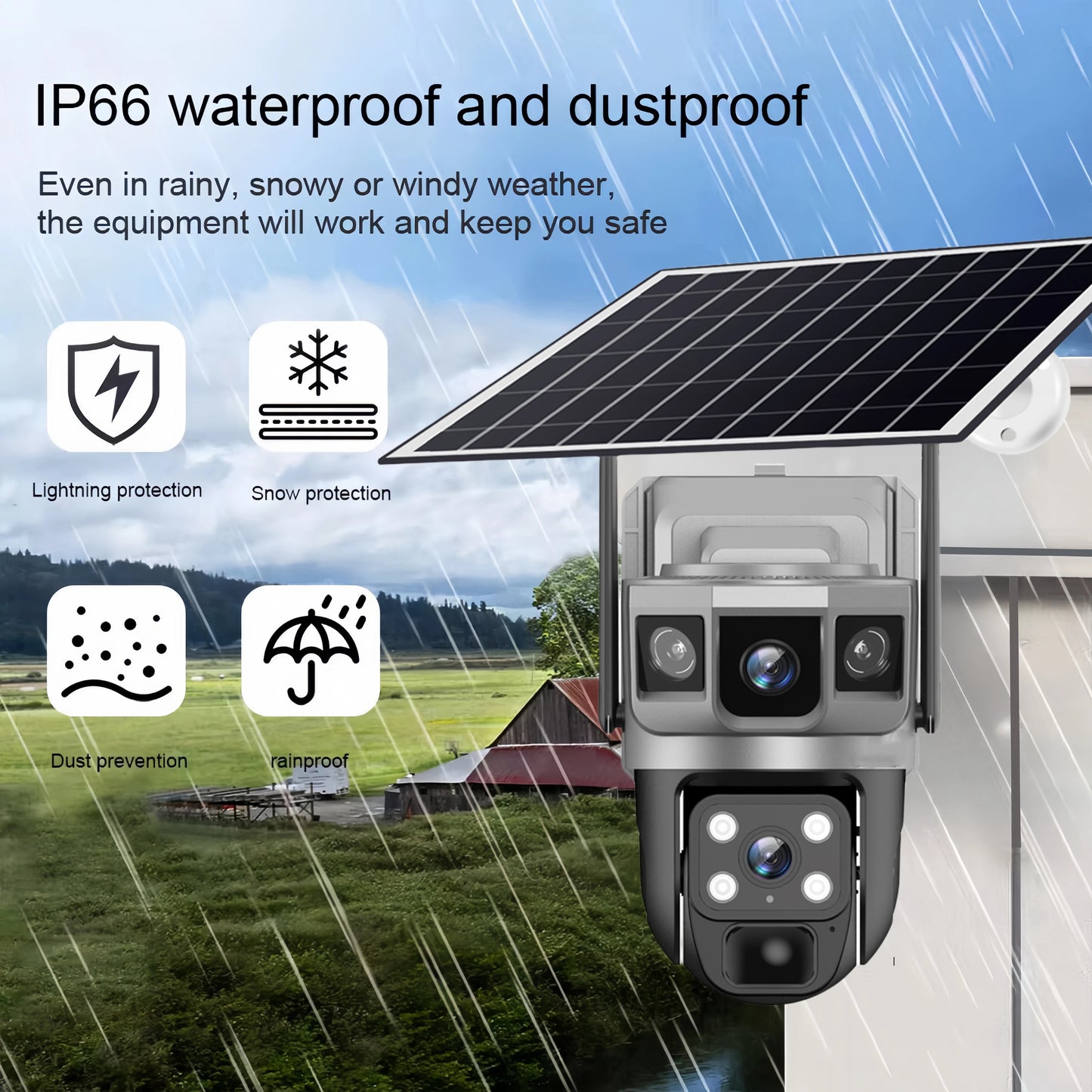 4G Solar IP Camera WIFI CCTV 12MP Dual Lens Triple Screen PTZ Auto Tracking 6K Curious Security Surveillance V380 Pro Camera