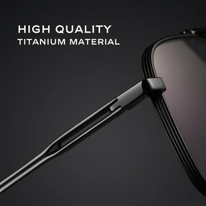 CAPONI Pure Titanium Men Sunglasses Car Driving Cool Sun Shades Polarized Photochromic UV400 Square Sun Glasses For Men BS21028