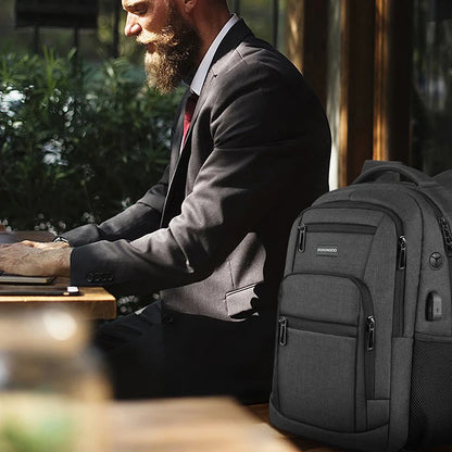 New Large Capacity Waterproof And Breathable Backpack, 15.6-inch Computer Bag, USB, Reserved Port For Headphone Cable  DOXUNGOO