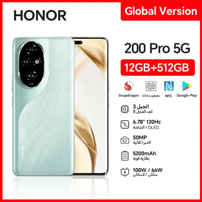 HONOR 200 Pro 5G 12GB+512GB 6.7” OLED Screen, Dual SIM, 50MP Triple Camera, Fast Charging, Android Smartphone