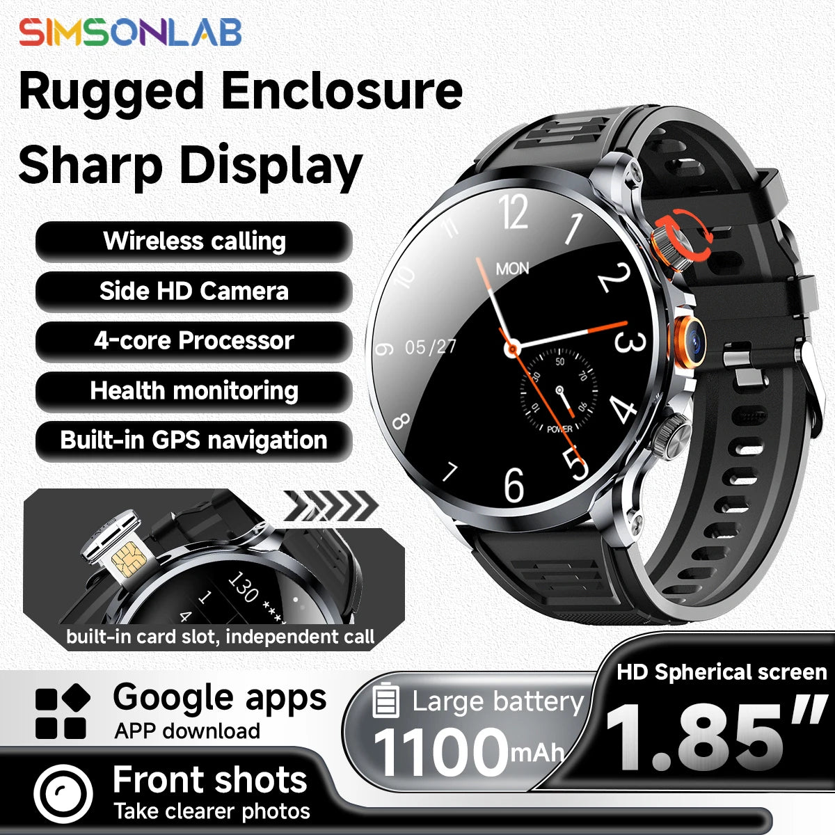 2024 NEW 4G LTE Smart Watch GPS SIM Card Wifi Camera NFC 32G ROM APP Store Fast Network Fitness Health iPhone Find Location