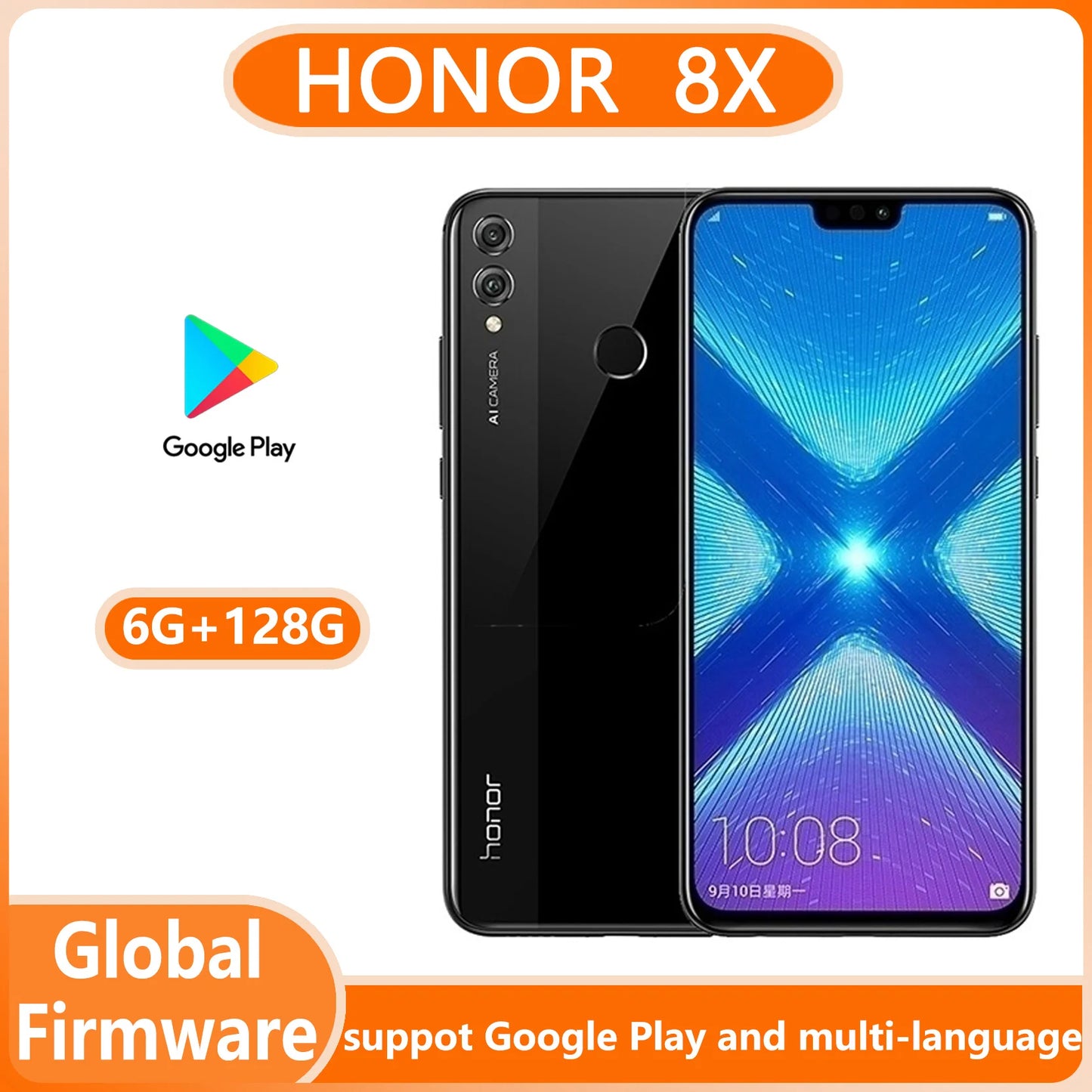 HONOR 8X Smartphone Global firmware CPU Haisi Qilin 710 6GB RAM 128GB ROM 6.5-inch rear camera 20MP Dual SIM  used phone