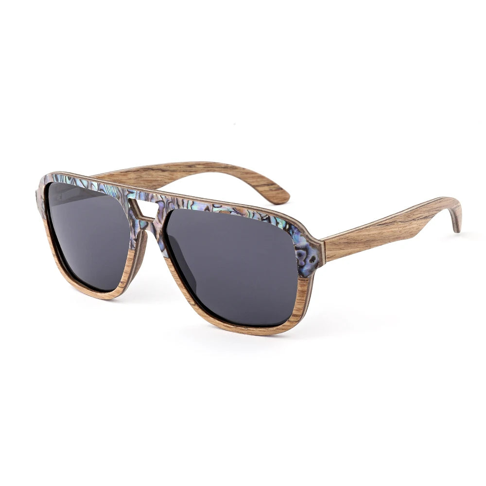 Women's Sunglasses Abalone Shell Wood Frame Glasses for Men New In 2023 Polarized Luxury Brand Eyewear