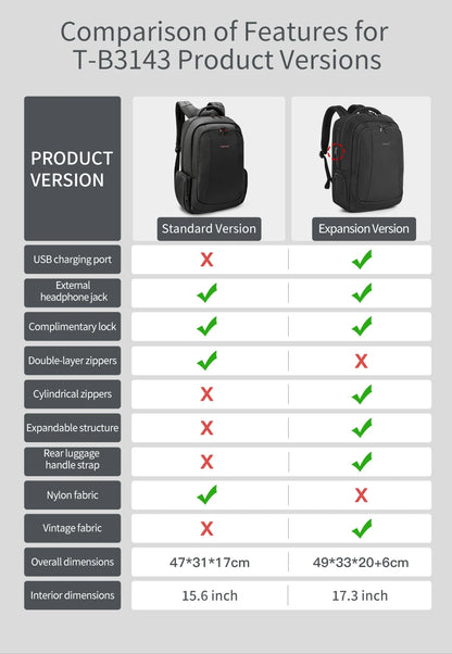 Lifetime Warranty Backpack For Men Laptop Backpack Bag Male Travel Backpacks For School USB Charging Port Schoolbag Men Mochilas