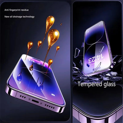 1-2PCS Oleophobic Coating Screen Protector For iPhone 16 15 14 Plus 13 12 Mini 11 Pro Max XR X XS Max Privacy Tempered Glass