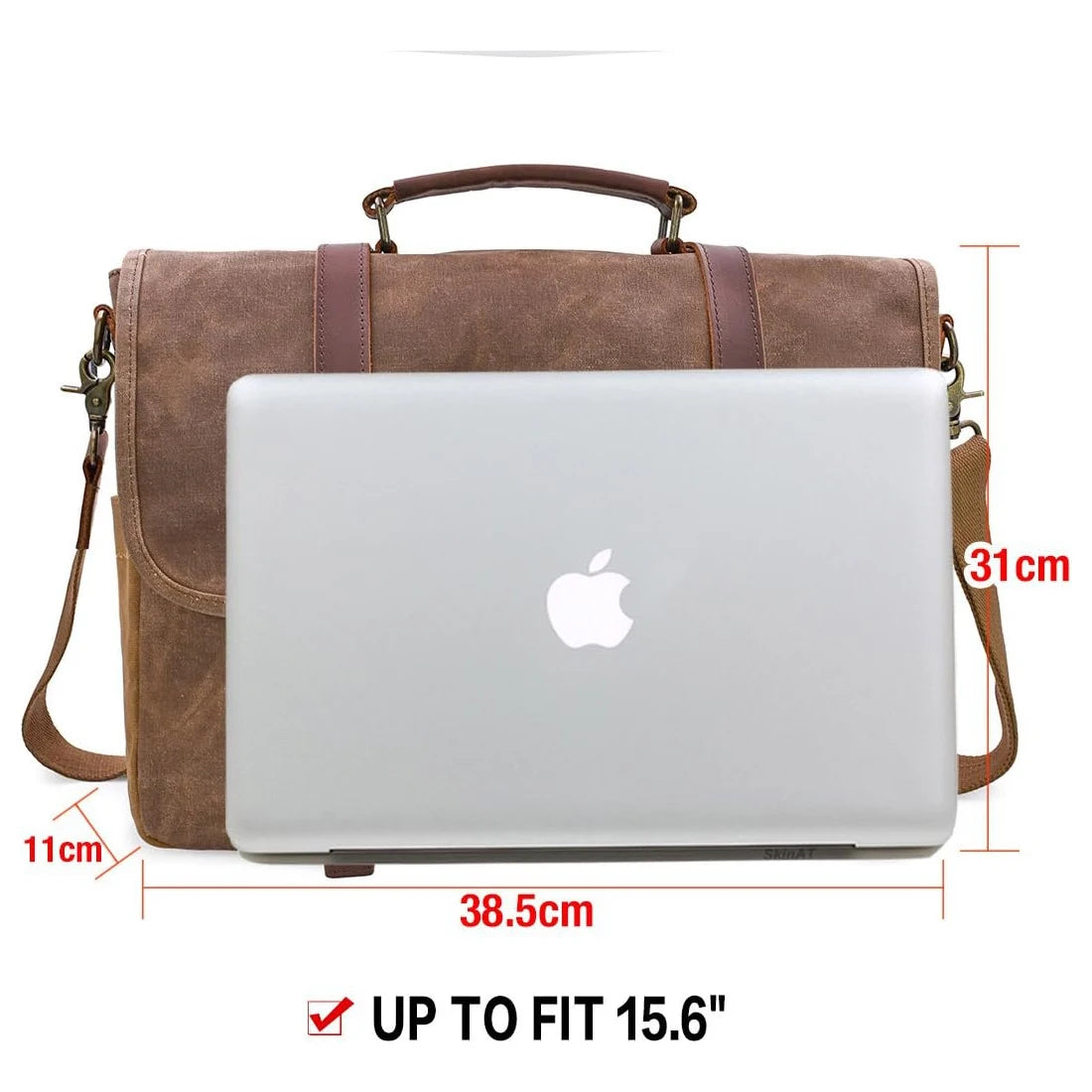 Large Capacity Men's Messenger Bag Sturdy Canvas Laptop Bag 15.6 Inch Waterproof Vintage Briefcase Crossbody Shoulder Bag