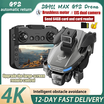 2024 New SG901 MAX PRO Drone 4k HD Camera Aerial FPV Large Screen Remote Control 64G Card /Card Reader 5G WIFI GPS RC Dron 5KM