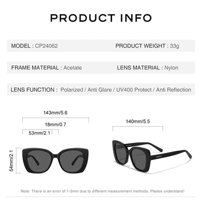 CAPONI Polarize Nylon Sunglasses For Women High Quality Acetate Eyewear UV400 Protection Fashion Oversized Sun Glasses CP24062