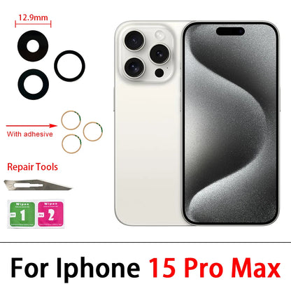 5Pcs/Lot，New Back Rear Camera Glass Lens Cover With Adhesive Replacement Repair For iPhone 11 12 13 14 Pro Max mini 15 Plus