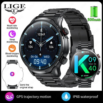 LIGE New 1.95”HD Extra Large Screen GPS Outdoor Professional Sports Smart Watch Men Women Heart Rate Bluetooth Call Smartwatches