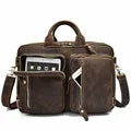 Top Grade Thick Genuine Leather Men Briefcase 15" Laptop Cow Leather Business Bag Tote Man Briefcase With Shoulder Strap