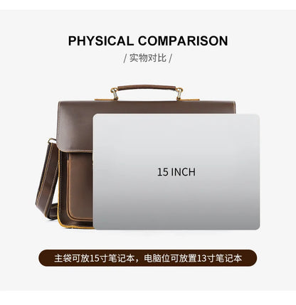 Vintage Handbags Men's Leather Notebook Bag Cowhide Travel Trolley Wheel Luggage Men's Messenger Bag Business Briefcases