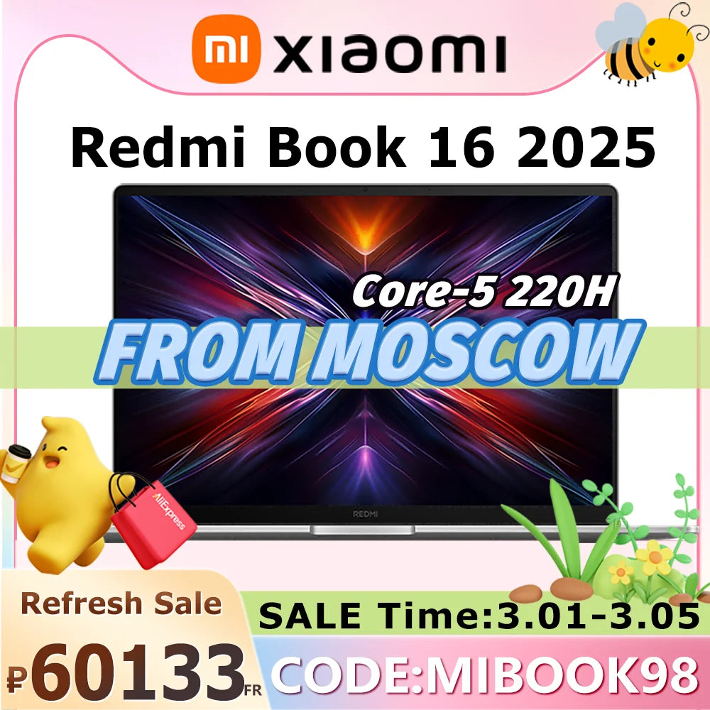 Xiaomi REDMI Book 16 2025 intel Core 5 220H 16/32GB RAM 512GB/1TB SSD 2.5K 120Hz Screen