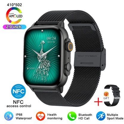 NEW HK9 Pro MAX Smart Watch 9 Mens Women AMOLED HD Screen Heart Rate Blood Pressure NFC Bluetooth Call Smartwatch For Sport 2024