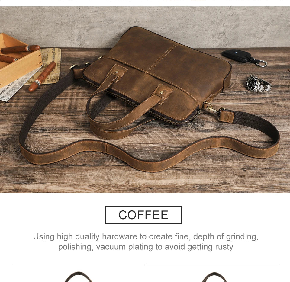 Retro Leather Laptop Bag With Strap For Macbook M4 M3 M2 M1 Air 13 Pro 14 15 16 Inch Case Handbag Men Shoulder Crossbody Bag