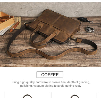 Retro Leather Laptop Bag With Strap For Macbook M4 M3 M2 M1 Air 13 Pro 14 15 16 Inch Case Handbag Men Shoulder Crossbody Bag