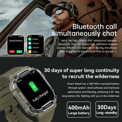 Men Smart Watch Military Healthy Monitor AI Voice Bluetooth Call Fitness Waterproof Sports Smartwatch for IOS Android Phone 2024