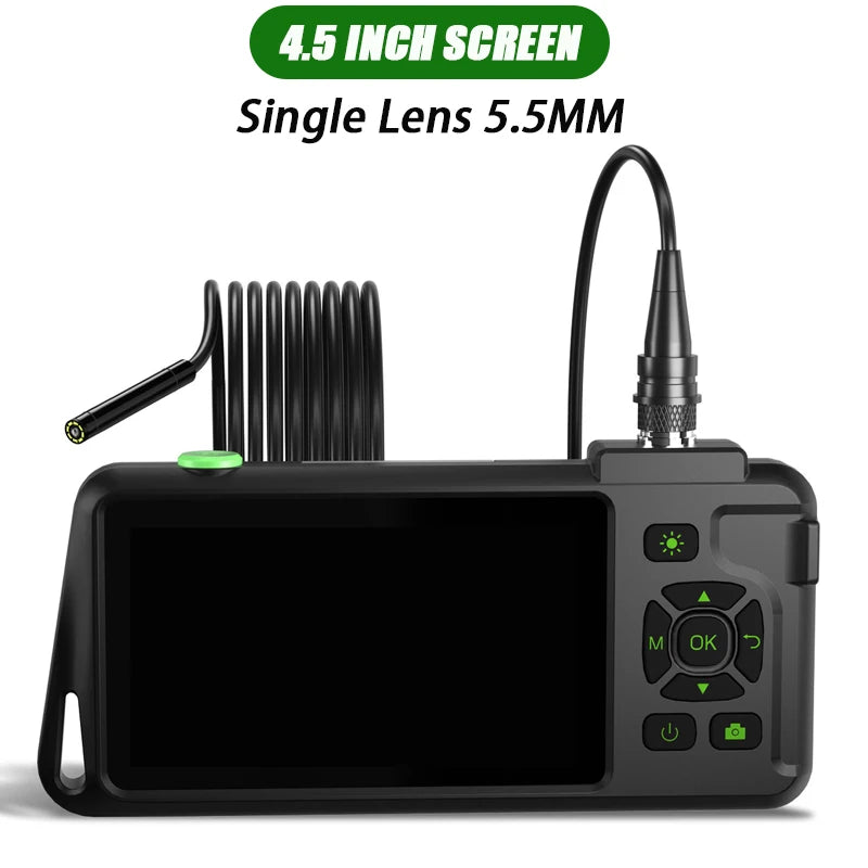 4.5'' IPS Endoscope Camera HD1080P Replaceable 15m Rigid Cable 5.0MP Autofocus Camera Waterproof Inspcection Car Sewer Borescope