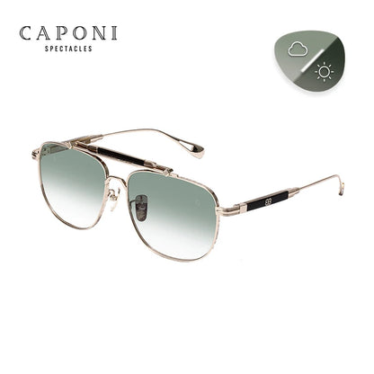 CAPONI Fashion Sunglasses For Men Gradient Photochromic Outdoor Luxury Sun Glasses UV400 New Designer Eyewear Titanium BS7536