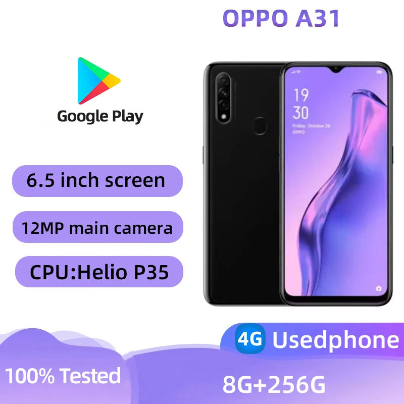 OPPO A31 4G SmartPhone CPU  MediaTek  Helio P35   6.5inch 4230mAh 12MP Cameras Android Used Phone